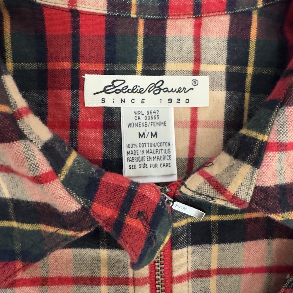 Eddie Bauer Women's Plaid Lumberjack Hunting Flannel Pullover Jacket Vintage 90s - Picture 5 of 10